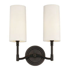 Dillon 2-Light Sconce by Hudson Valley Lighting with Dimmable Off-White Linen Shades, 3 Finishes