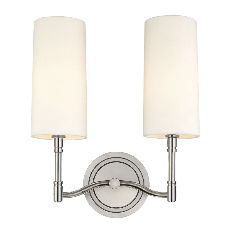 Dillon 2-Light Sconce by Hudson Valley Lighting with Dimmable Off-White Linen Shades, 3 Finishes