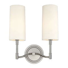 Dillon 2-Light Sconce by Hudson Valley Lighting with Dimmable Off-White Linen Shades, 3 Finishes