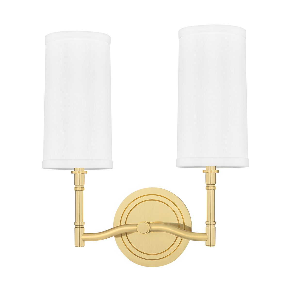 Dillon 2-Light Sconce by Hudson Valley Lighting with Dimmable Off-White Linen Shades, 3 Finishes