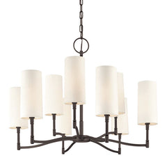 Dillon 9-Light Chandelier by Hudson Valley Lighting with Adjustable Height and Aged Brass Finish