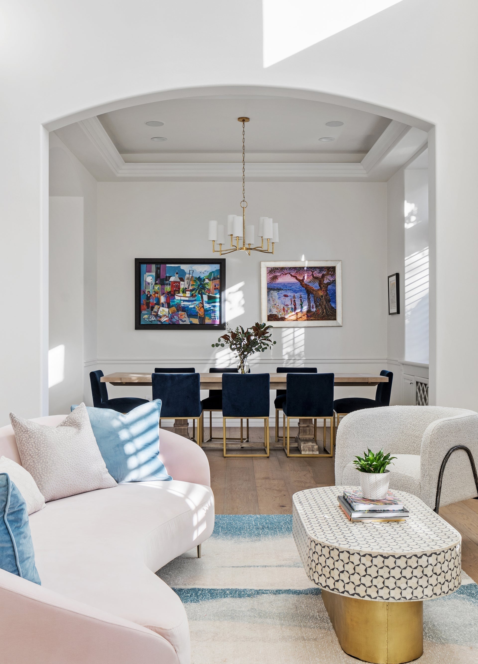 Dillon 9-Light Chandelier by Hudson Valley Lighting with Adjustable Height and Aged Brass Finish