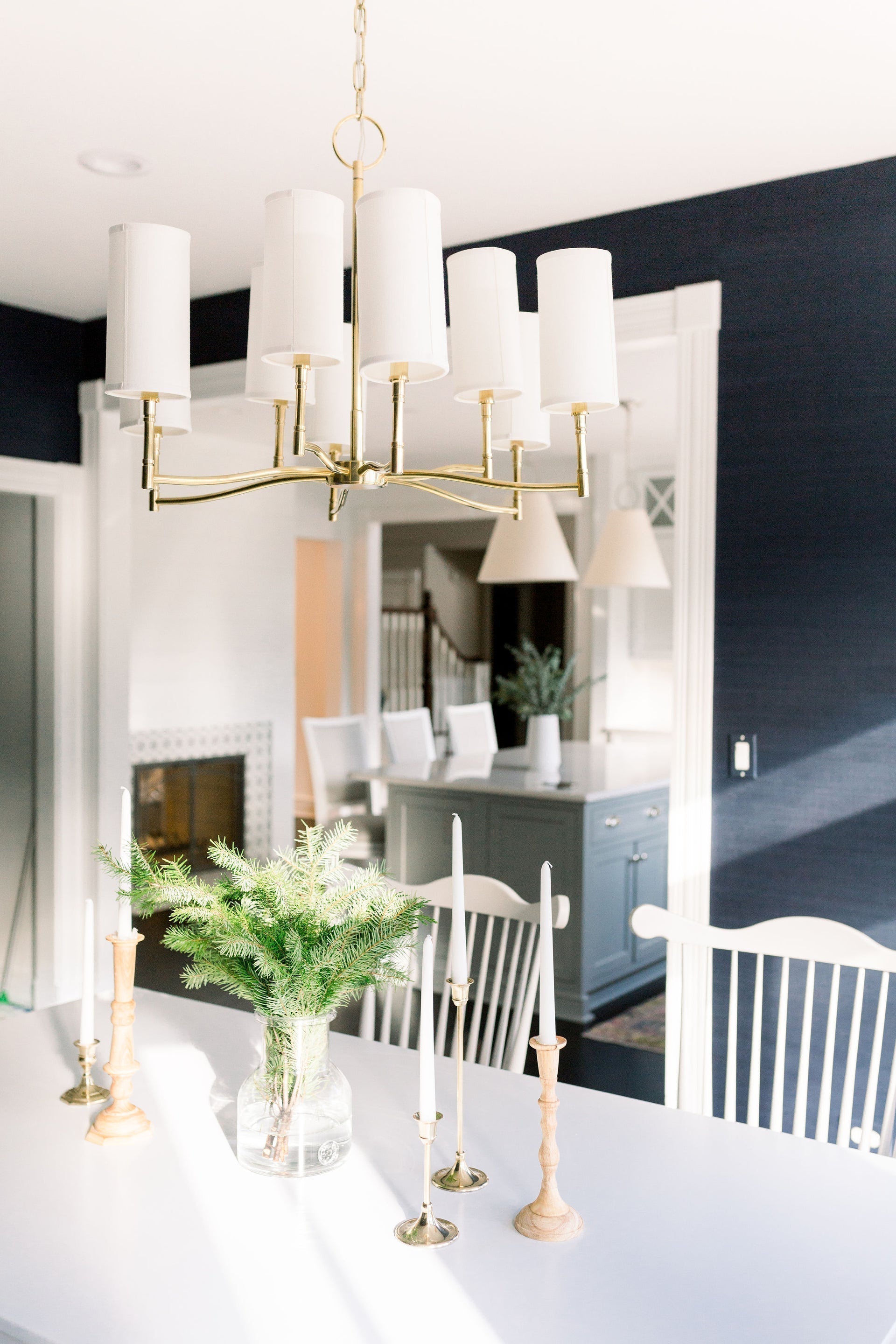 Dillon 9-Light Chandelier by Hudson Valley Lighting with Adjustable Height and Aged Brass Finish
