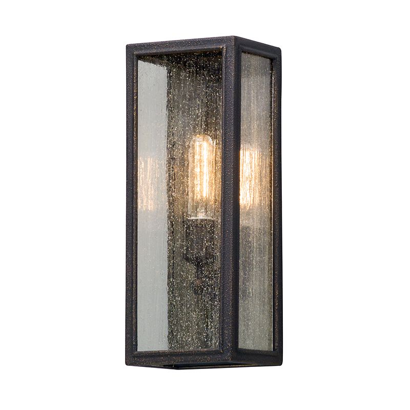 Dixon Medium Outdoor Wall Sconce 16.75" by Troy Lighting in Vintage Bronze with Clear Seeded Glass Shade