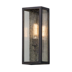 Dixon Medium Outdoor Wall Sconce 16.75" by Troy Lighting in Vintage Bronze with Clear Seeded Glass Shade