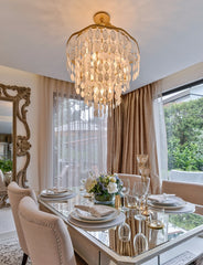 Dolce 12-Light Chandelier With Capiz Shell Finish And Dimmable Lighting By Corbett Lighting