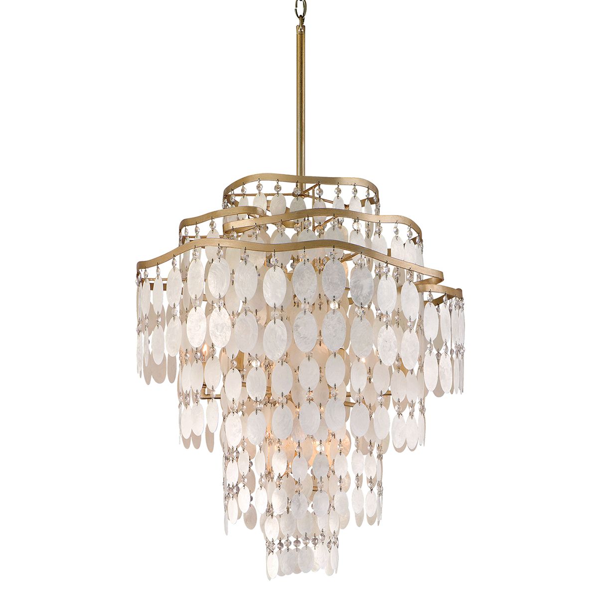 Dolce 12-Light Chandelier With Capiz Shell Finish And Dimmable Lighting By Corbett Lighting
