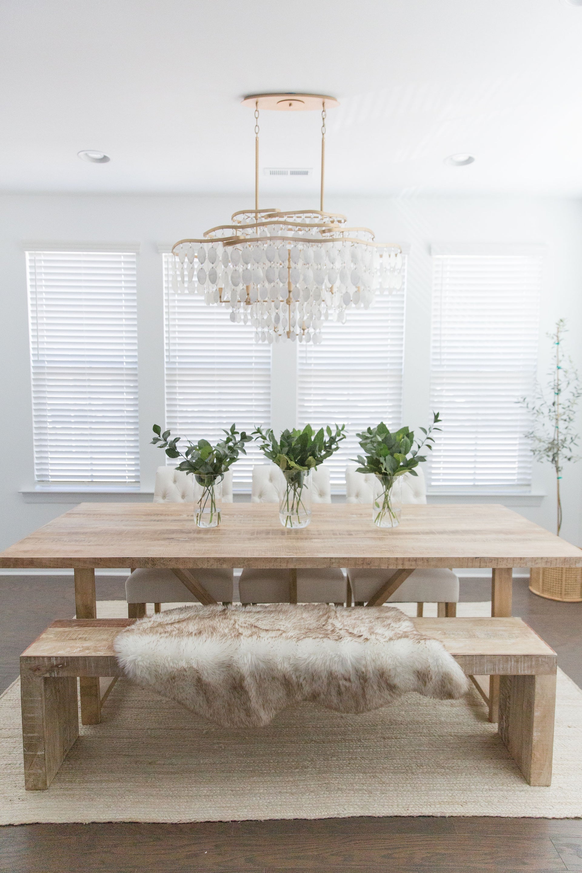 Dolce 12-Light Linear Chandelier with Dimmable Capiz Shell Shade and Champagne Leaf Finish