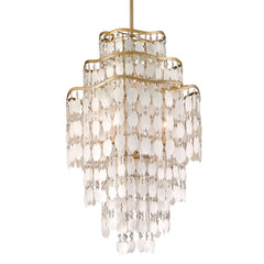 Dolce 7-Light Chandelier by Corbett Lighting with Champagne Leaf Finish & Capiz Shell Shades