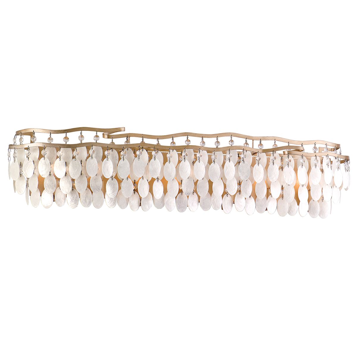 Dolce 7-Light Vanity Light by Corbett Lighting in Champagne Leaf Finish with Capiz Shell Shades