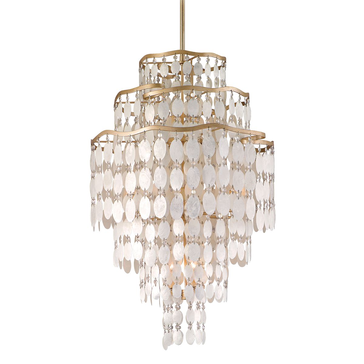 Dolce 12-Light Chandelier By Corbett Lighting With Capiz Shell Shades And Dimmer Capability