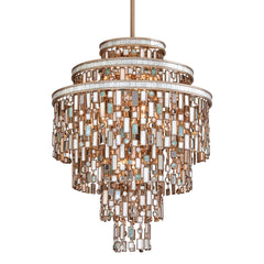 Dolcetti Medium Chandelier 13 Lights by Corbett Lighting in Silver Finish, Adjustable Height 35.5"-113