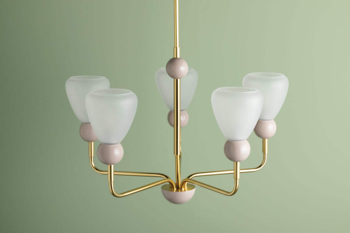 Doreen Chandelier by Mitzi - Aged Brass, Dimmable, Adjustable Height, UL Damp-Rated, 27.25" Width
