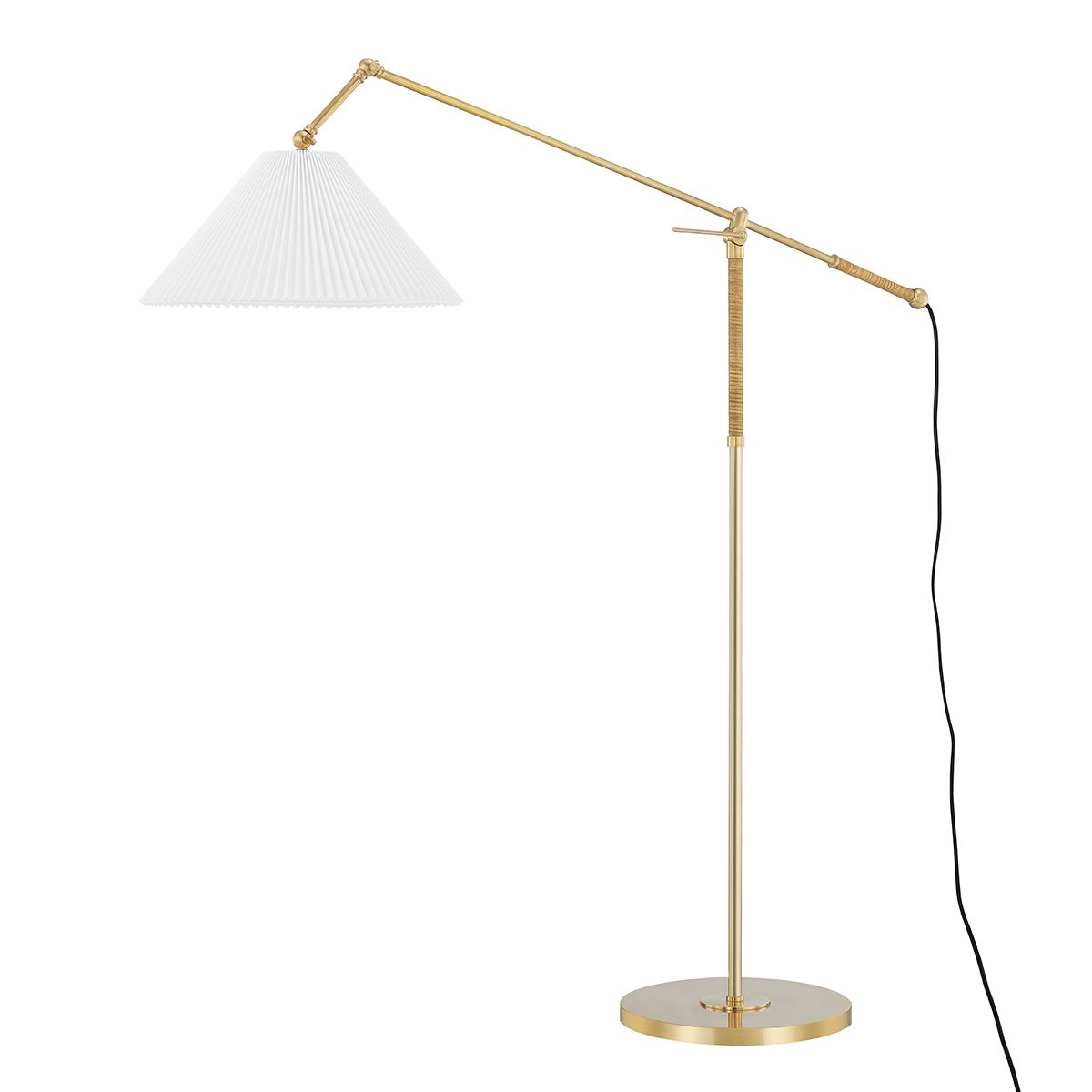 Dorset Floor Lamp 56.25" Aged Brass Finish With Dimmable Functionality And Linen Shade