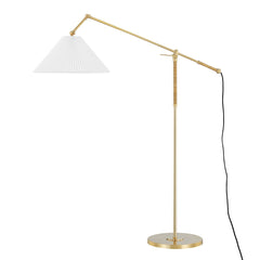 Dorset Floor Lamp 56.25" Aged Brass Finish With Dimmable Functionality And Linen Shade