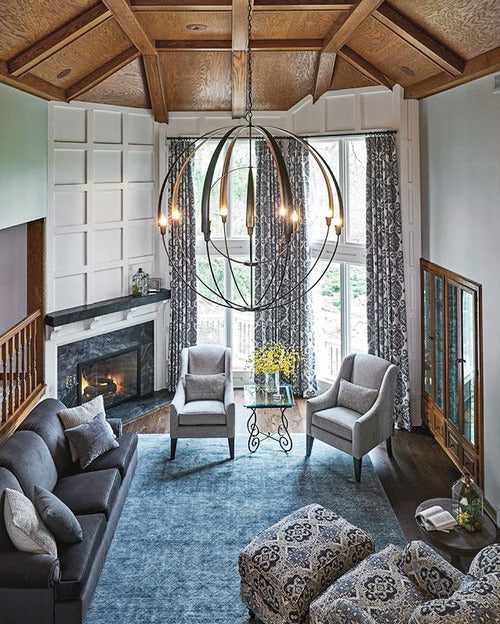 Double Cirque Chandelier by Hubbardton Forge, Handcrafted 6-Light Design, Dimmable, UL Damp Rated