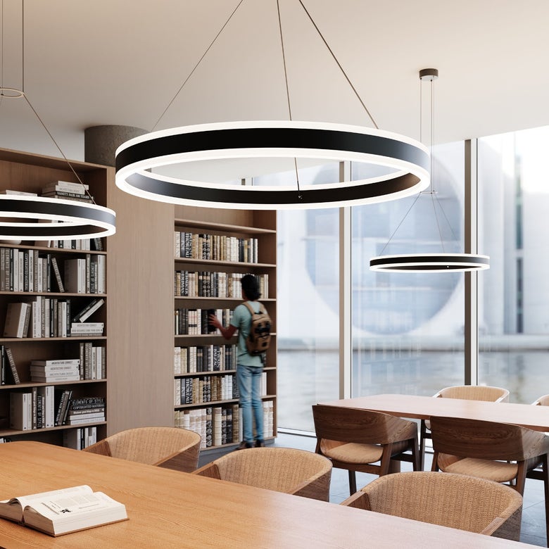 32-Inch Double Corona Ring Pendant Light by SONNEMAN - Dimmable LED, Energy Efficient, Sleek Design