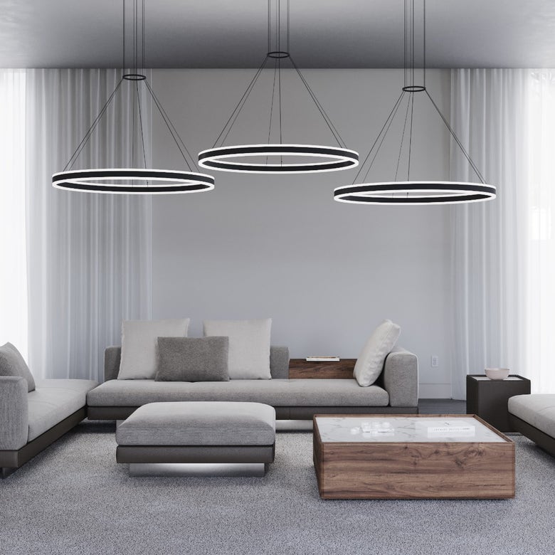 SONNEMAN Double Corona 48-Inch LED Ring Pendant Light, Dimmable, 6210 Lumens, Adjustable Height