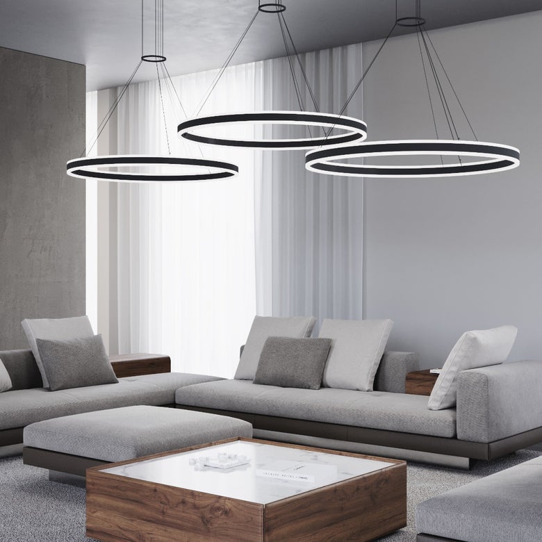 SONNEMAN Double Corona 48-Inch LED Ring Pendant Light, Dimmable, 6210 Lumens, Adjustable Height