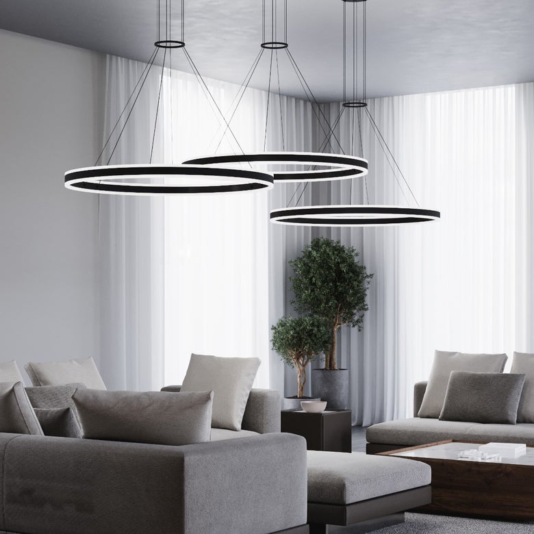 SONNEMAN Double Corona 48-Inch LED Ring Pendant Light, Dimmable, 6210 Lumens, Adjustable Height