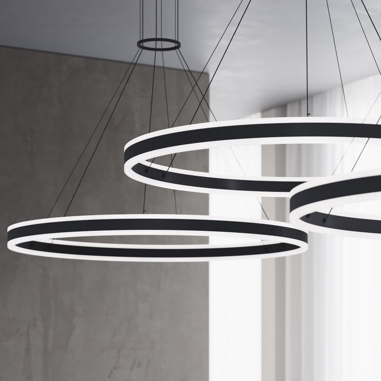 SONNEMAN Double Corona 48-Inch LED Ring Pendant Light, Dimmable, 6210 Lumens, Adjustable Height
