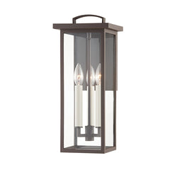 Troy Lighting Eden 18 Inch Medium Outdoor Sconce - Textured Black/Bronze, UL Wet Rated, 3 Bulbs, Dimmable