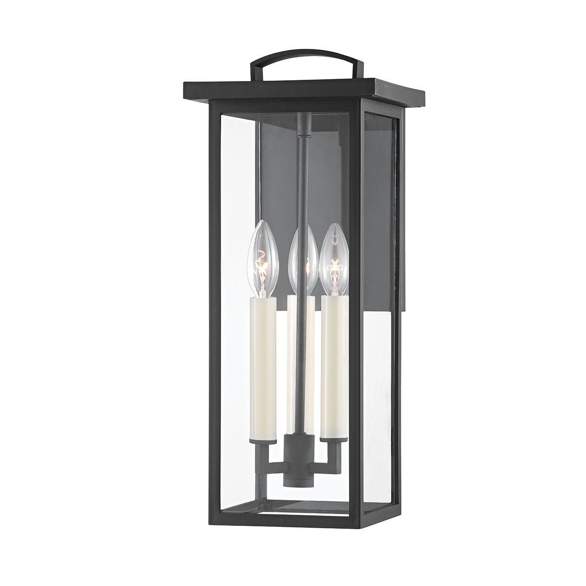 Troy Lighting Eden 18 Inch Medium Outdoor Sconce - Textured Black/Bronze, UL Wet Rated, 3 Bulbs, Dimmable