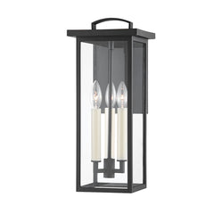 Troy Lighting Eden 18 Inch Medium Outdoor Sconce - Textured Black/Bronze, UL Wet Rated, 3 Bulbs, Dimmable