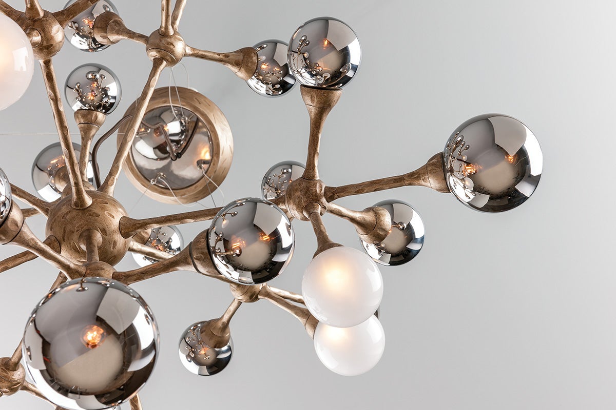 Element Chandelier 33.75" By Corbett Lighting, 32 Lights, Dimmable, Vienna Bronze, ETL Damp Rated