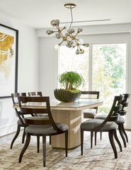 Element Linear Chandelier by Corbett Lighting, 20 Bulb Capacity, Stria Gold Leaf Finish, Dimmable