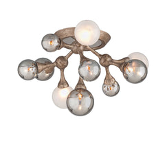Element Semi-Flush Ceiling Light by Corbett Lighting, 10 Bulb Capacity, Stria Gold Leaf Finish