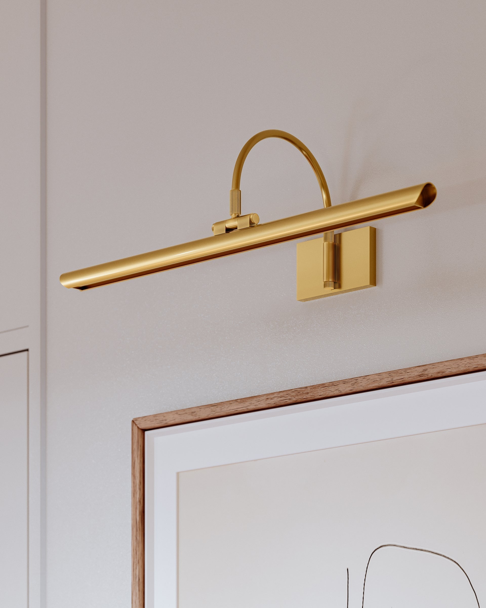 Mitzi Elowen Large Dimmable Picture Light - 750 Lumens, 3000K Warm White, Aged Brass Finish