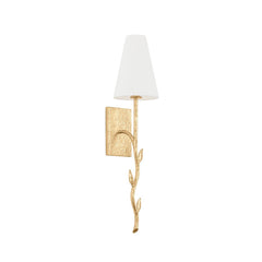 Elwyn Wall Sconce 25"H with Vintage Gold Leaf or Black Iron Finish and Botanical Detailing by Troy Lighting