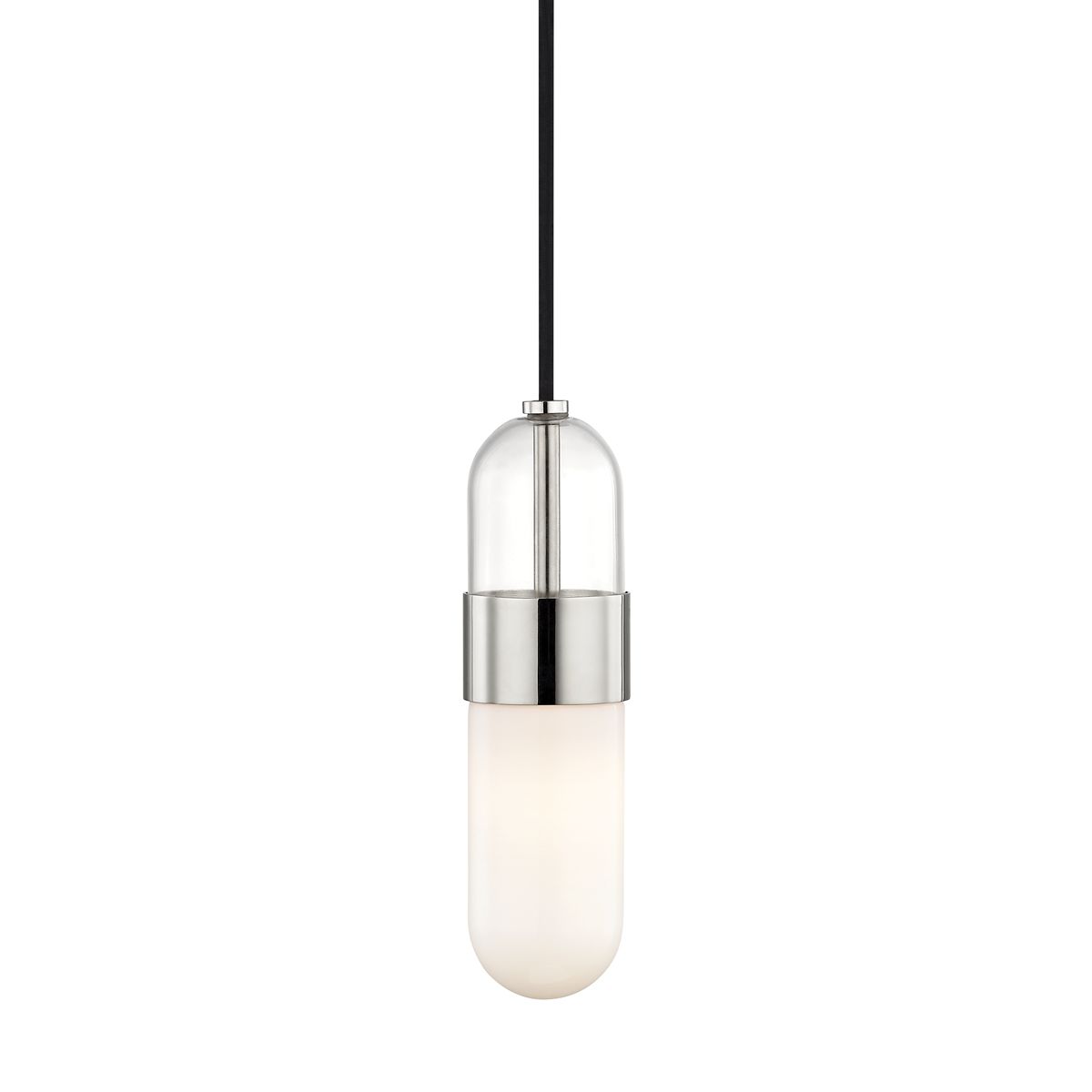 Mitzi Emilia Pendant Light, Dimmable Capsule Shade, Modern Design in Polished Brass/Nickel, UL Damp Rated