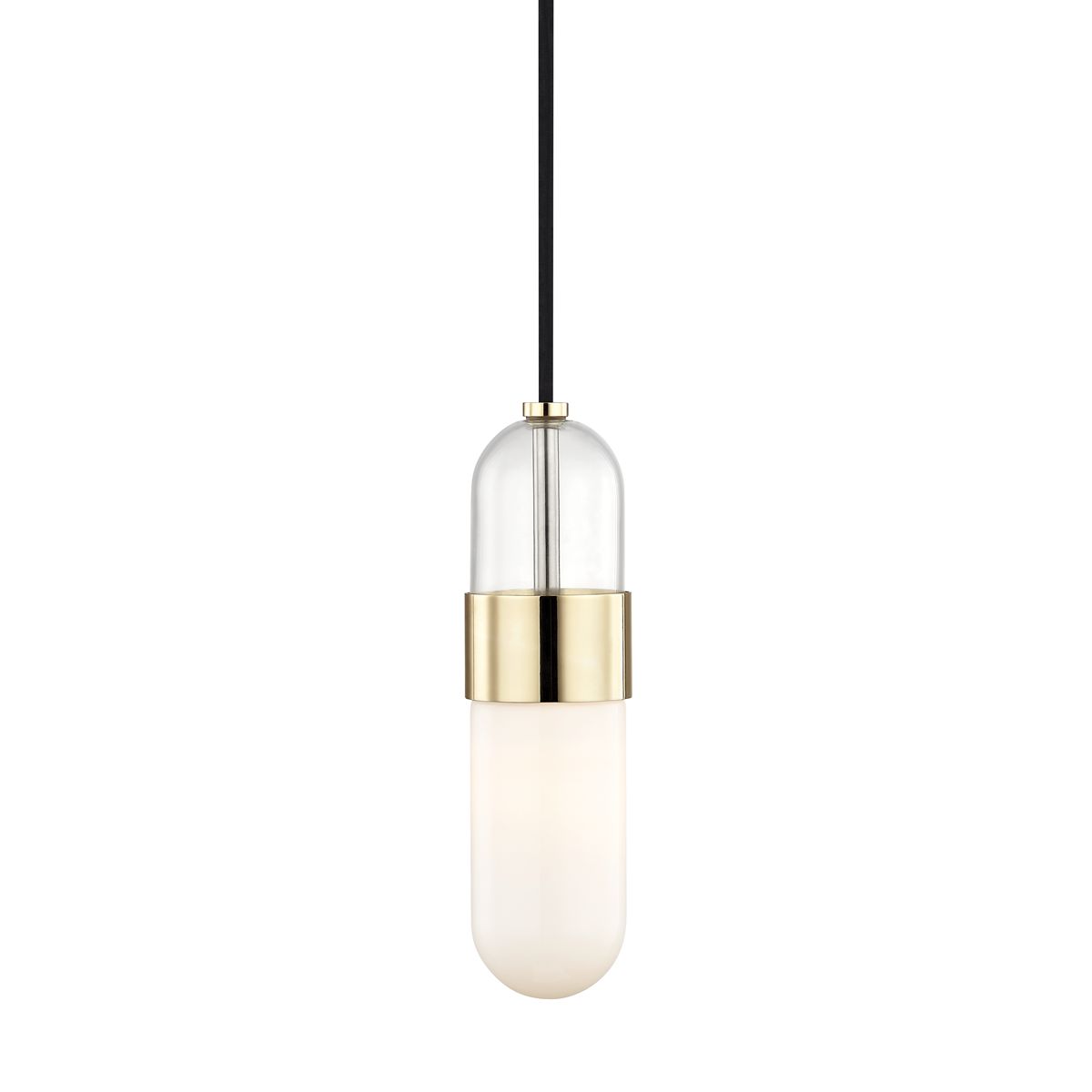 Mitzi Emilia Pendant Light, Dimmable Capsule Shade, Modern Design in Polished Brass/Nickel, UL Damp Rated