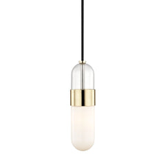 Mitzi Emilia Pendant Light, Dimmable Capsule Shade, Modern Design in Polished Brass/Nickel, UL Damp Rated