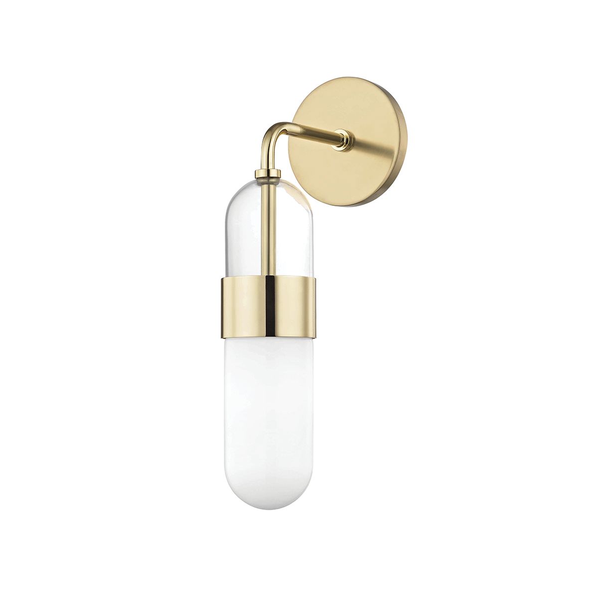 Mitzi Emilia Sconce H126101 - Elegant Wall Light With Clear Glass Shade, Dimmable, Brass/Nickel Finish