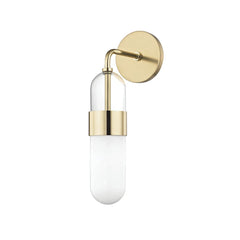Mitzi Emilia Sconce H126101 - Elegant Wall Light With Clear Glass Shade, Dimmable, Brass/Nickel Finish
