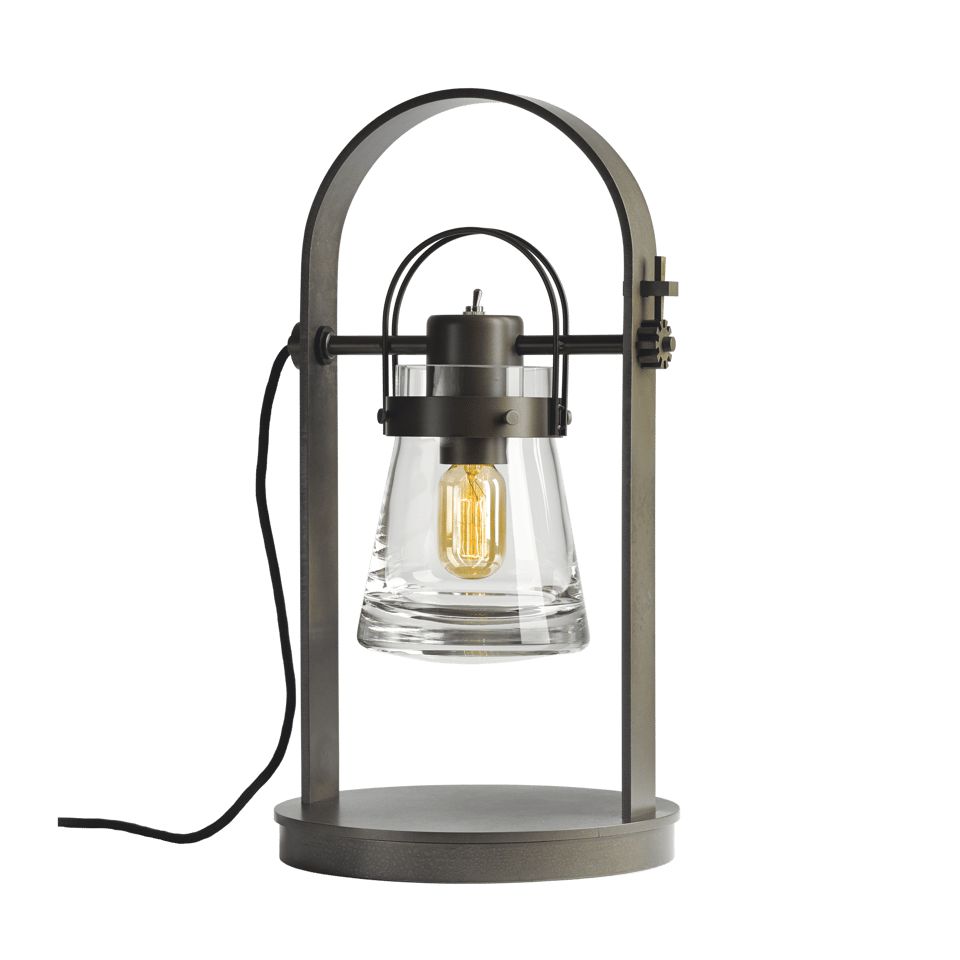Erlenmeyer Table Lamp by Hubbardton Forge, 19.4" Tall, Dimmable, Clear Blown-Glass, Multiple Finishes