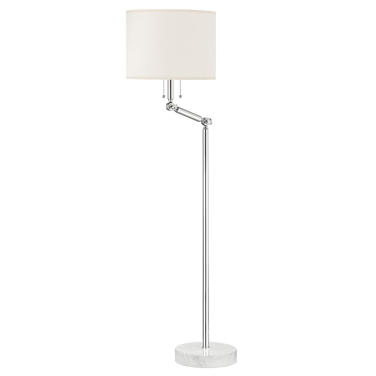 Essex Floor Lamp With Marble Base, Adjustable Swing-Arm, E26 Socket, Aged Brass or Polished Nickel Finish