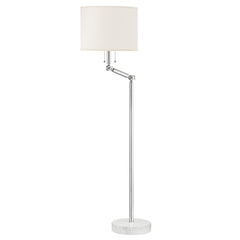 Essex Floor Lamp With Marble Base, Adjustable Swing-Arm, E26 Socket, Aged Brass or Polished Nickel Finish