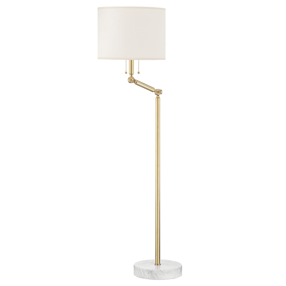 Essex Floor Lamp With Marble Base, Adjustable Swing-Arm, E26 Socket, Aged Brass or Polished Nickel Finish