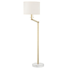 Essex Floor Lamp With Marble Base, Adjustable Swing-Arm, E26 Socket, Aged Brass or Polished Nickel Finish