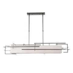 Hubbardton Forge Etch Pendant Light 54" Width Dimmable Linen Shade Flax Color UL Damp Rated