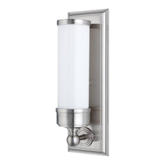 Hudson Valley Lighting Everett Bath Sconce, Opal Glossy Glass, Dimmable, Aged Brass, Nickel Finishes
