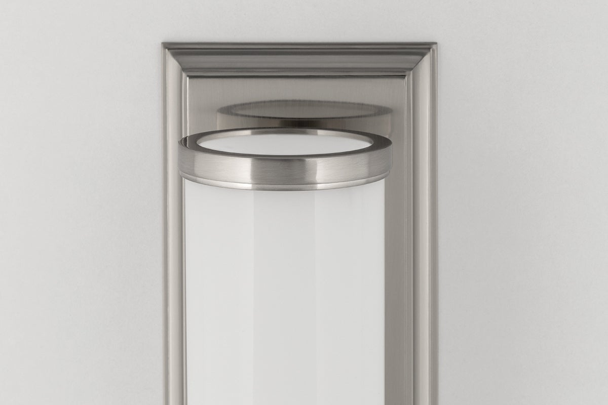 Hudson Valley Lighting Everett Bath Sconce, Opal Glossy Glass, Dimmable, Aged Brass, Nickel Finishes