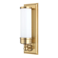 Hudson Valley Lighting Everett Bath Sconce, Opal Glossy Glass, Dimmable, Aged Brass, Nickel Finishes