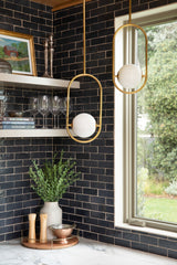 Everley Medium Pendant Light by Corbett Lighting, Vintage Brass Frame, Dimmable, Adjustable Height