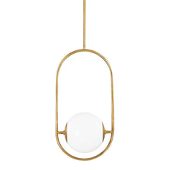 Everley Medium Pendant Light by Corbett Lighting, Vintage Brass Frame, Dimmable, Adjustable Height