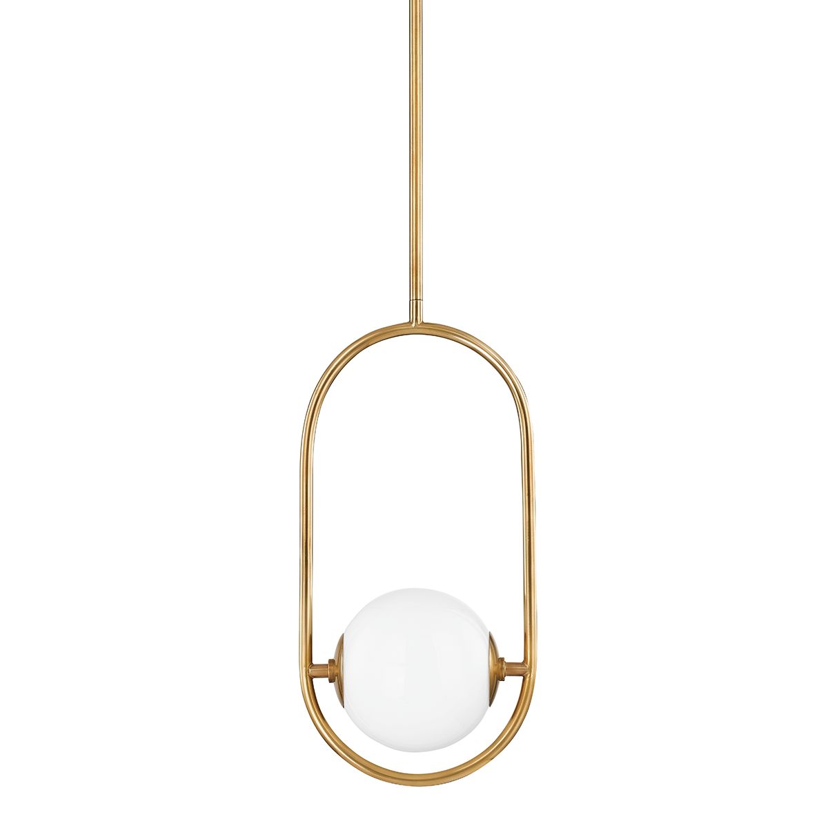 Everley Pendant Light 17.75"H Opal Glass Shade Vintage Brass Finish by Corbett Lighting